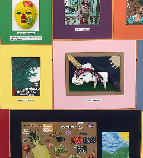 Drawings, paintings and collages created by young patients and displayed in the 2019 Comer Art Show